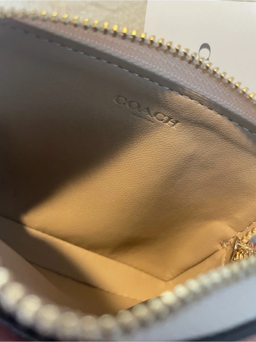 Coach White Leather Holiday Ornament Wallet with Gold Chain
